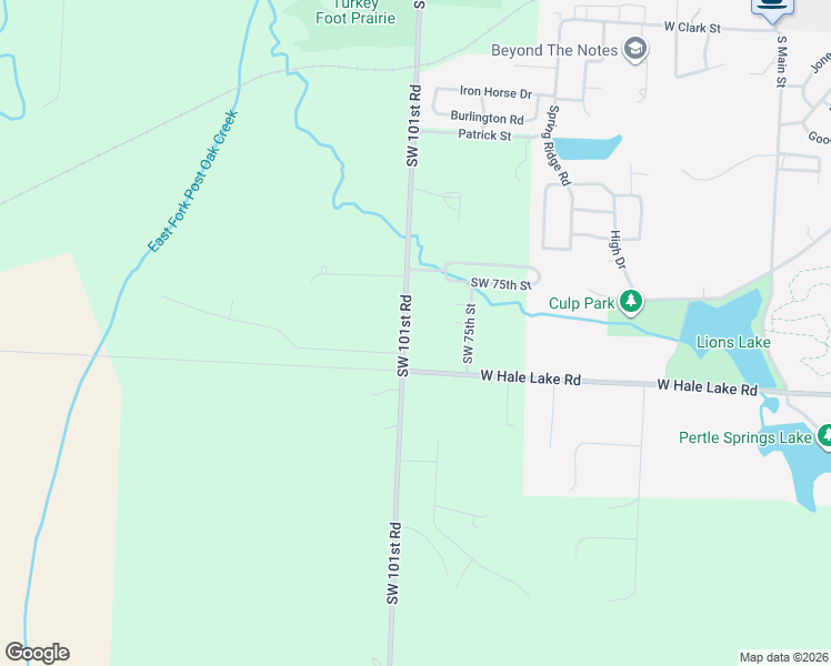 map of restaurants, bars, coffee shops, grocery stores, and more near 89 Southwest 101st Road in Warrensburg