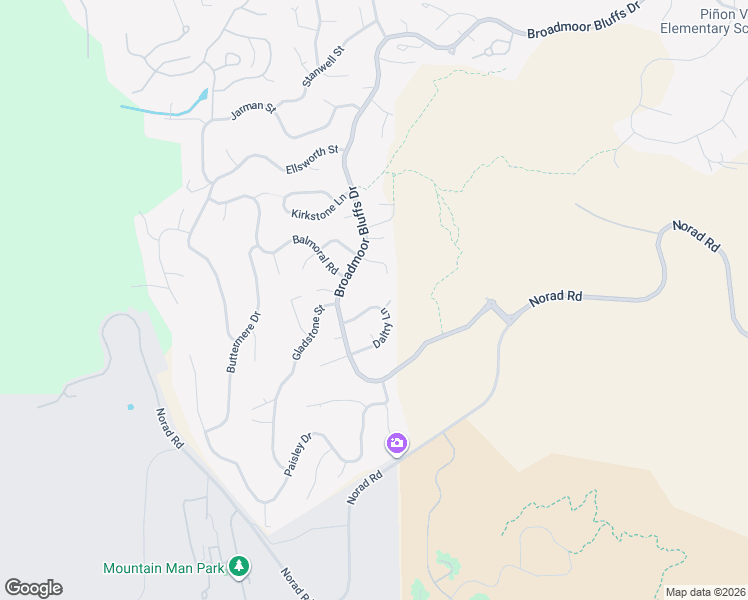 map of restaurants, bars, coffee shops, grocery stores, and more near 5745 Daltry Lane in Colorado Springs