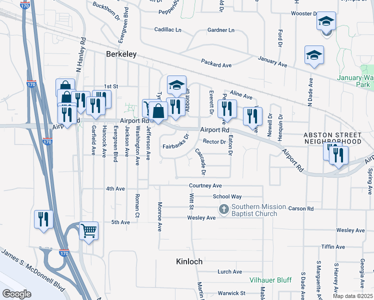 map of restaurants, bars, coffee shops, grocery stores, and more near 8243 Fay Drive in Berkeley