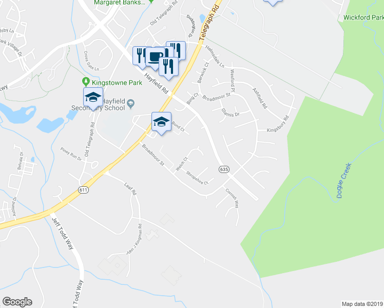 map of restaurants, bars, coffee shops, grocery stores, and more near 7815 Welch Court in Alexandria