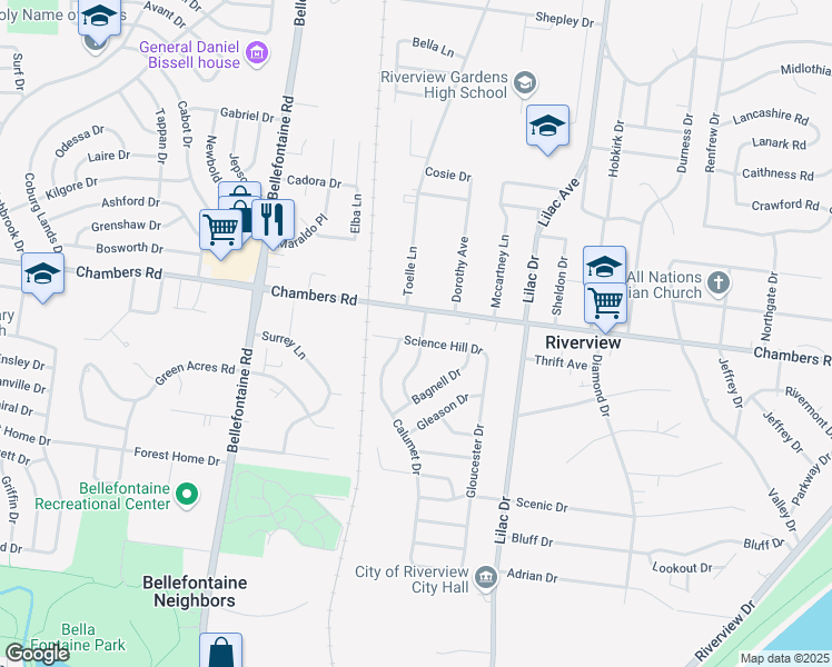 map of restaurants, bars, coffee shops, grocery stores, and more near 9954 Hayward Drive in St. Louis