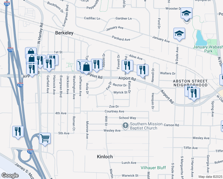 map of restaurants, bars, coffee shops, grocery stores, and more near 8147 Myrick Street in Berkeley