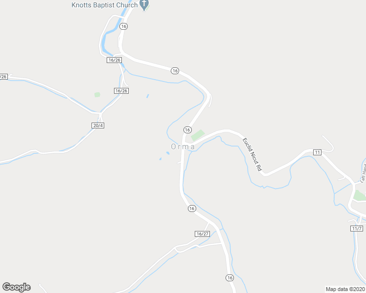 map of restaurants, bars, coffee shops, grocery stores, and more near West Virginia 16 in Orma