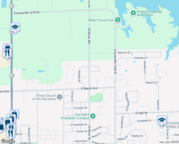 map of restaurants, bars, coffee shops, grocery stores, and more near 403 Lathrop Street in Olney