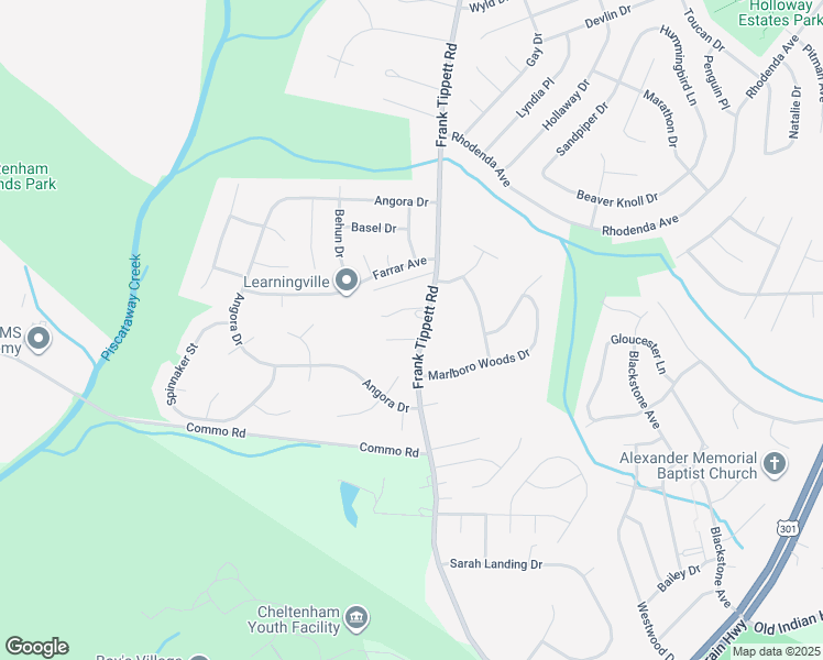 map of restaurants, bars, coffee shops, grocery stores, and more near 10217 Frank Tippett Road in Cheltenham