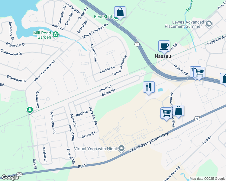 map of restaurants, bars, coffee shops, grocery stores, and more near 31767 Siham Road in Lewes