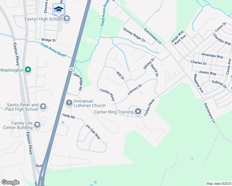 map of restaurants, bars, coffee shops, grocery stores, and more near 29233 Corbin Parkway in Easton