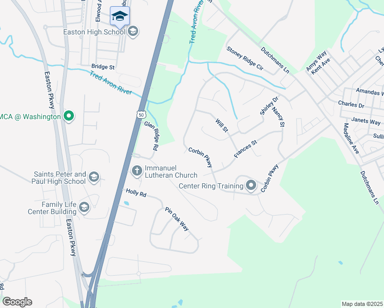 map of restaurants, bars, coffee shops, grocery stores, and more near 29244 Corbin Parkway in Easton
