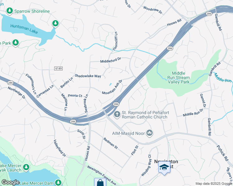 map of restaurants, bars, coffee shops, grocery stores, and more near 7703 White Willow Court in Springfield