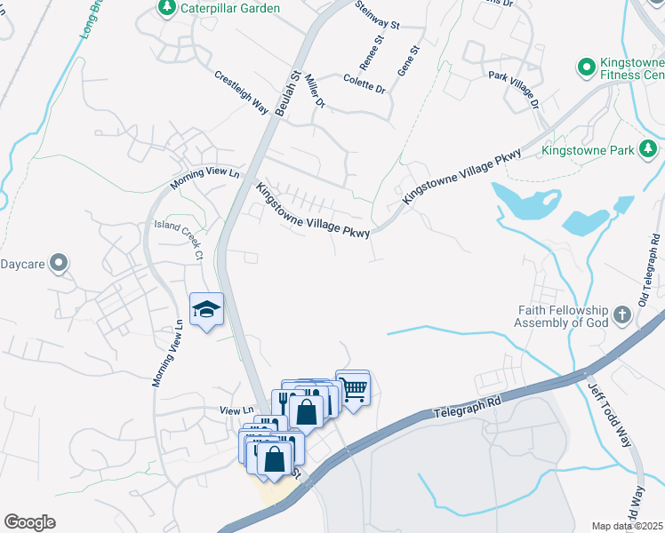 map of restaurants, bars, coffee shops, grocery stores, and more near 7720 Stone Wheat Court in Alexandria