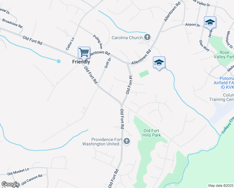 map of restaurants, bars, coffee shops, grocery stores, and more near 10332 Old Fort Road in Fort Washington