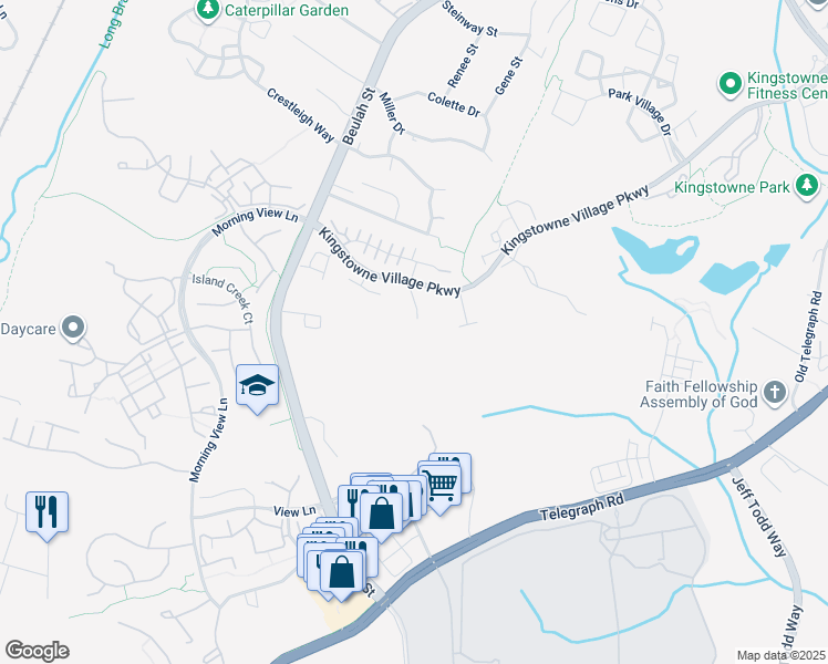 map of restaurants, bars, coffee shops, grocery stores, and more near 7720 Stone Wheat Court in Alexandria