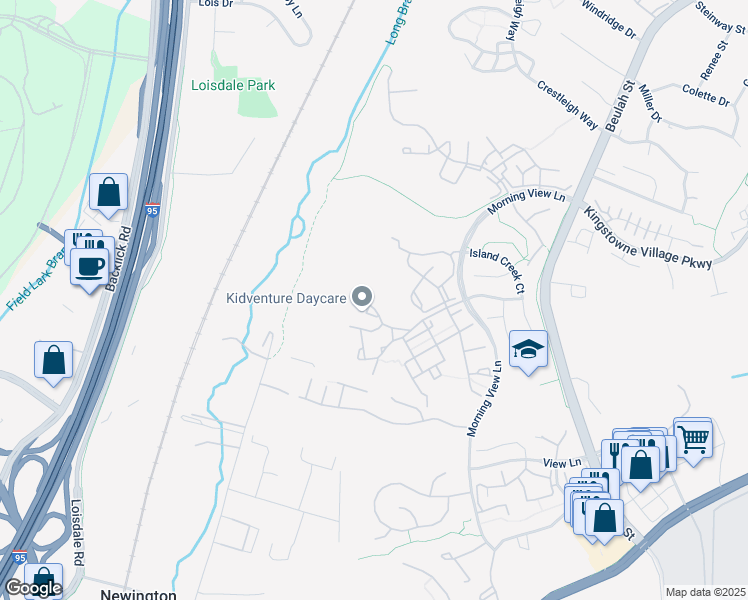 map of restaurants, bars, coffee shops, grocery stores, and more near 7721 Sullivan Circle in Alexandria