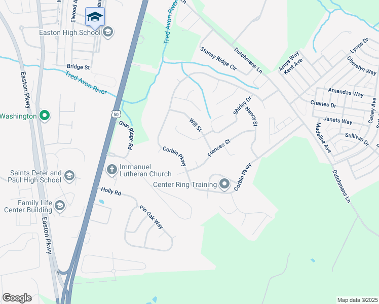 map of restaurants, bars, coffee shops, grocery stores, and more near 29233 Corbin Parkway in Easton