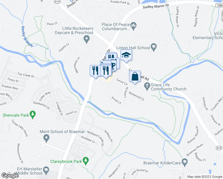 map of restaurants, bars, coffee shops, grocery stores, and more near 9684 TARVIE Circle in Bristow