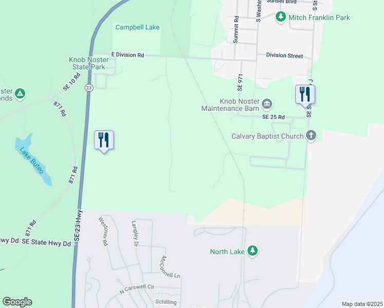 map of restaurants, bars, coffee shops, grocery stores, and more near 51 Southeast 951 Road in Knob Noster