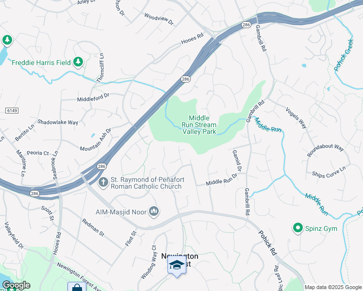 map of restaurants, bars, coffee shops, grocery stores, and more near 7701 Groveland Heights Court in Springfield