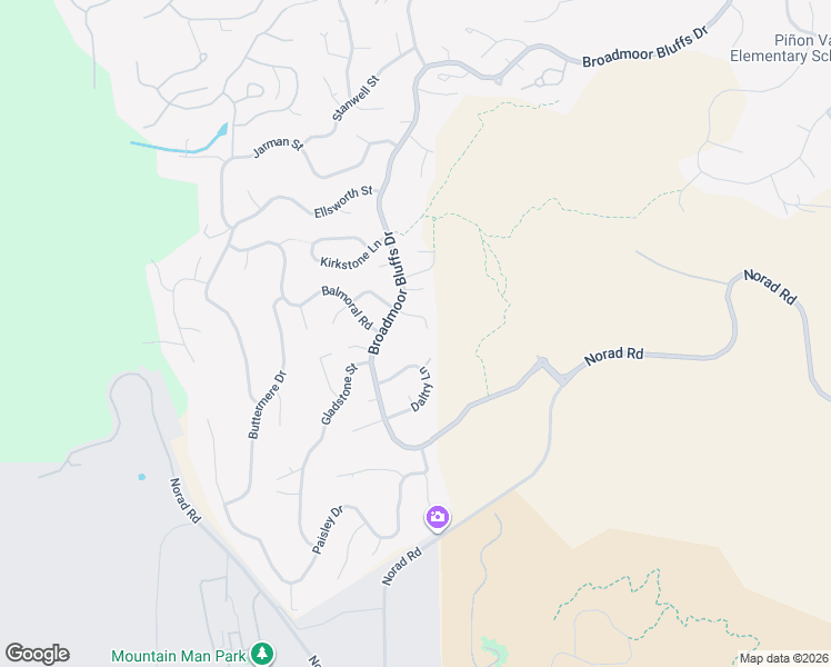 map of restaurants, bars, coffee shops, grocery stores, and more near 5755 Daltry Lane in Colorado Springs