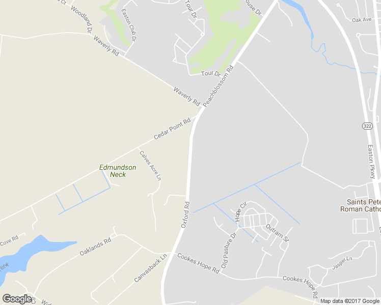 map of restaurants, bars, coffee shops, grocery stores, and more near Oxford Road in Easton