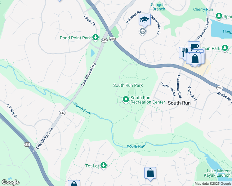 map of restaurants, bars, coffee shops, grocery stores, and more near 7550 Reservation Drive in Springfield
