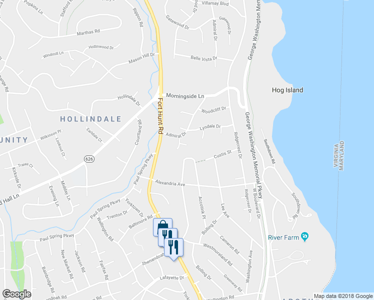 map of restaurants, bars, coffee shops, grocery stores, and more near 1201 Essex Manor Court in Alexandria