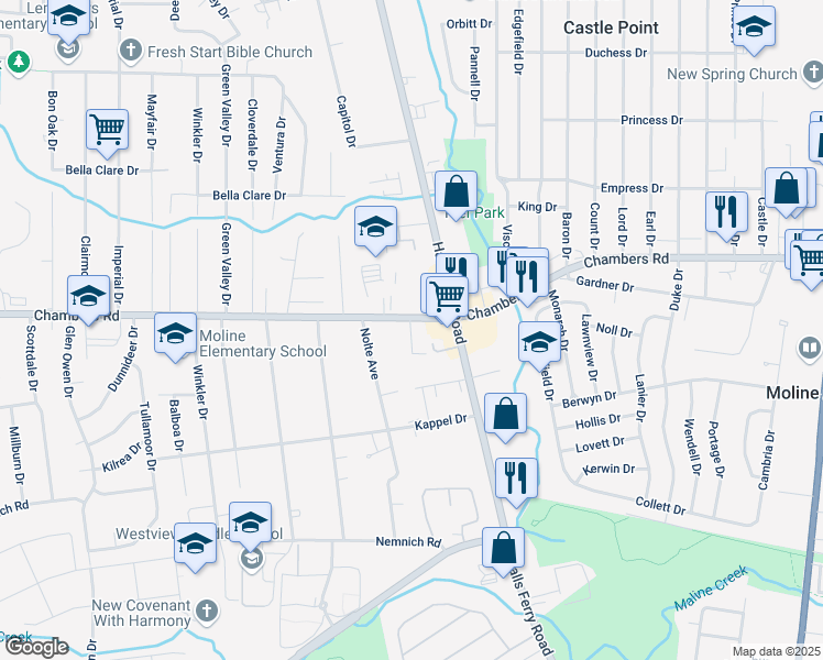 map of restaurants, bars, coffee shops, grocery stores, and more near 9935 Hobbits Glen Court in Saint Louis