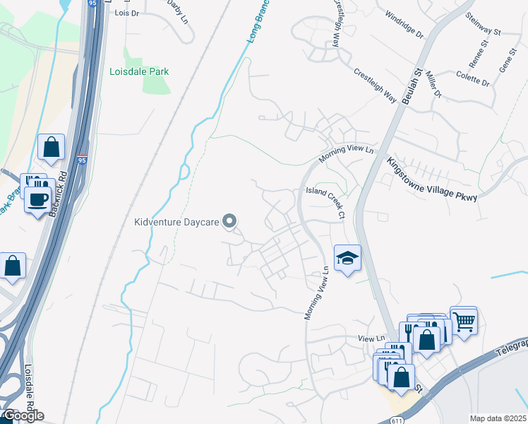 map of restaurants, bars, coffee shops, grocery stores, and more near 7704N Haynes Point Way in Alexandria