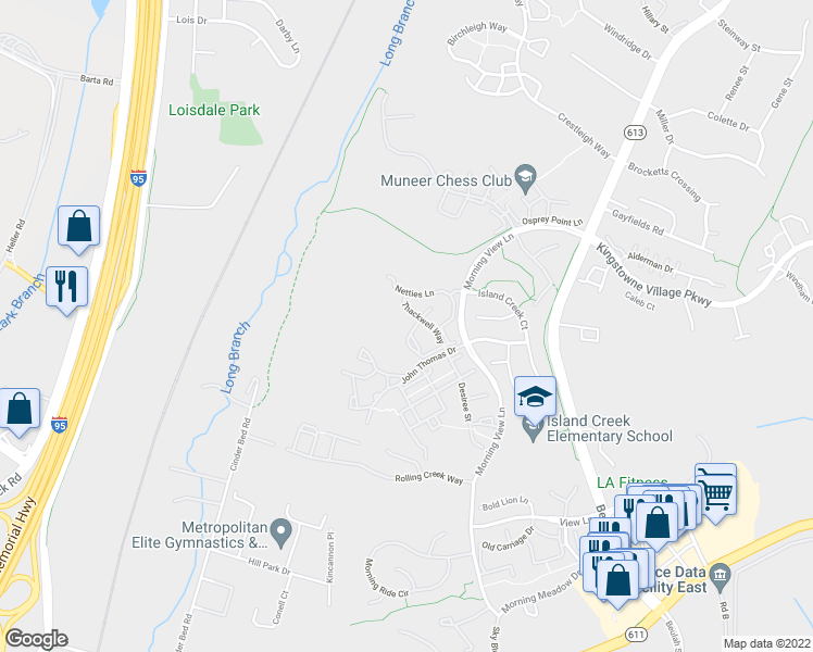 map of restaurants, bars, coffee shops, grocery stores, and more near 7704G Haynes Point Way in Alexandria