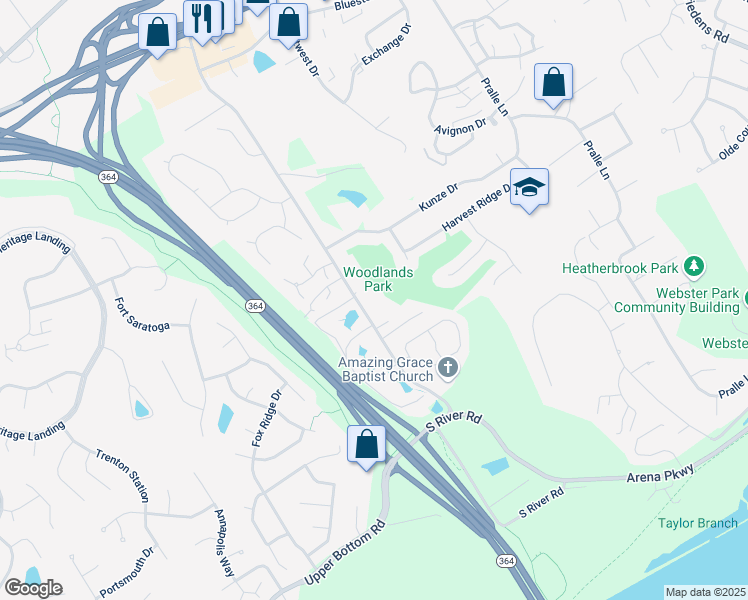 map of restaurants, bars, coffee shops, grocery stores, and more near 618 Hemsath Road in Saint Charles