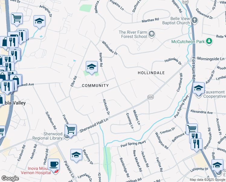 map of restaurants, bars, coffee shops, grocery stores, and more near 2205 Wilkinson Place in Alexandria