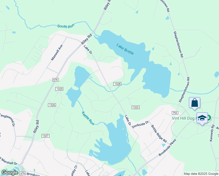map of restaurants, bars, coffee shops, grocery stores, and more near 7016 Lake Drive in Warrenton