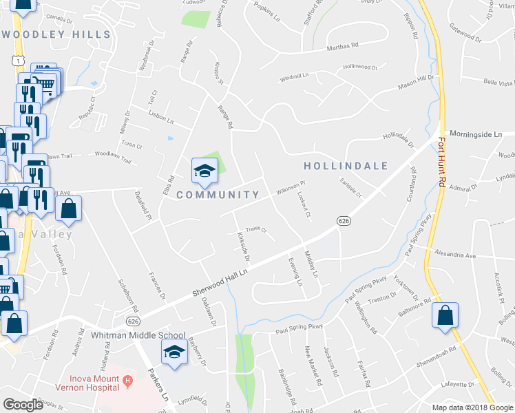 map of restaurants, bars, coffee shops, grocery stores, and more near 2205 Wilkinson Place in Alexandria