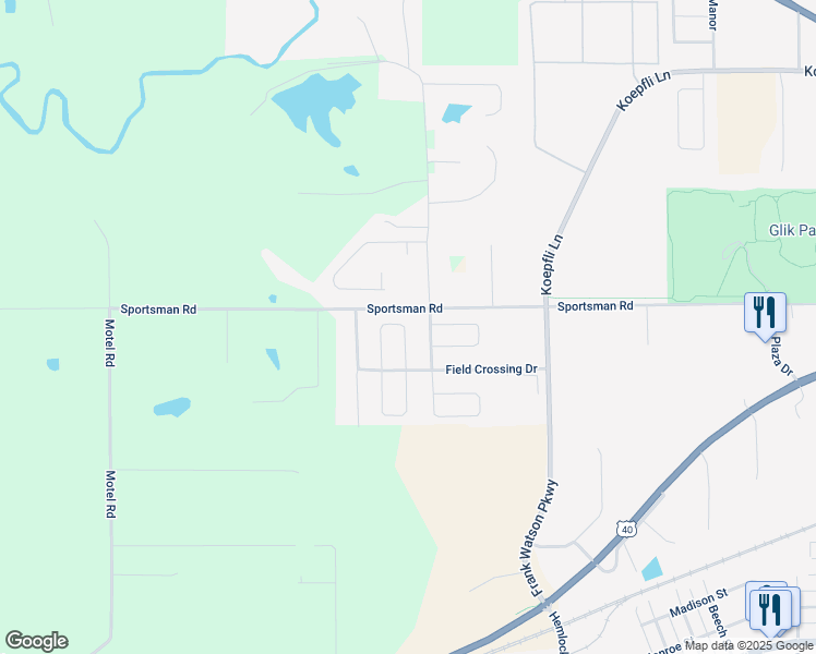 map of restaurants, bars, coffee shops, grocery stores, and more near 35 Chase Way in Highland