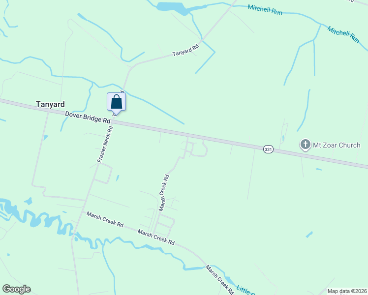 map of restaurants, bars, coffee shops, grocery stores, and more near 21269 Dover Bridge Road in Preston