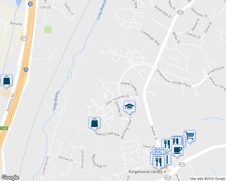 map of restaurants, bars, coffee shops, grocery stores, and more near 6601 Netties Lane in Alexandria