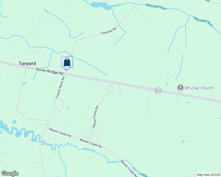 map of restaurants, bars, coffee shops, grocery stores, and more near 21269 Dover Bridge Road in Preston