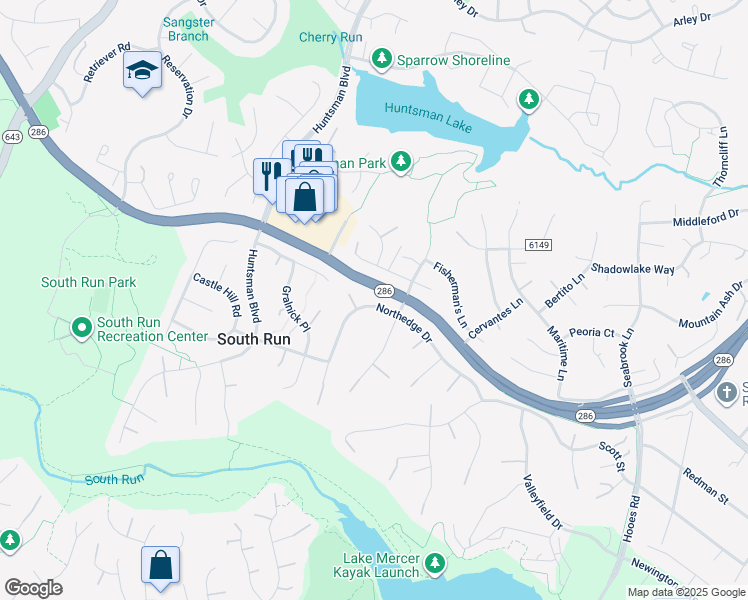 map of restaurants, bars, coffee shops, grocery stores, and more near 9206 Northedge Dr in Springfield
