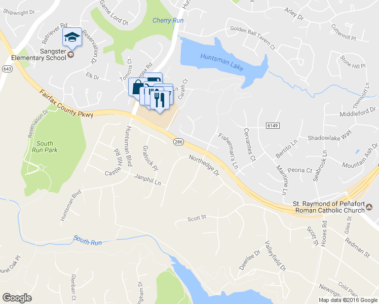 map of restaurants, bars, coffee shops, grocery stores, and more near 9206 Northedge Dr in Springfield