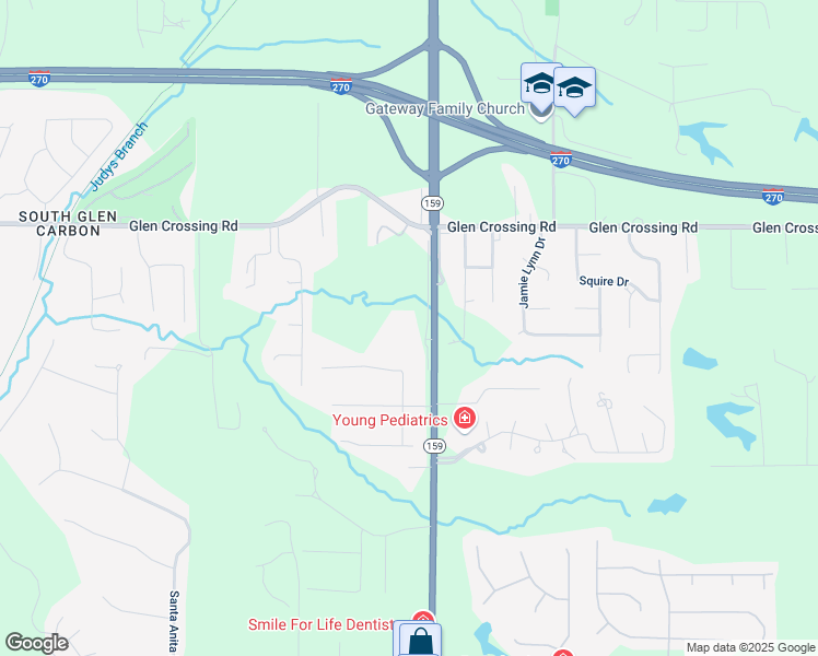map of restaurants, bars, coffee shops, grocery stores, and more near 4565 Benes Street in Glen Carbon