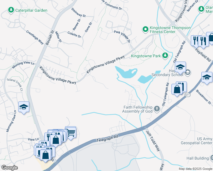 map of restaurants, bars, coffee shops, grocery stores, and more near 6194 Windham Hill Run in Alexandria