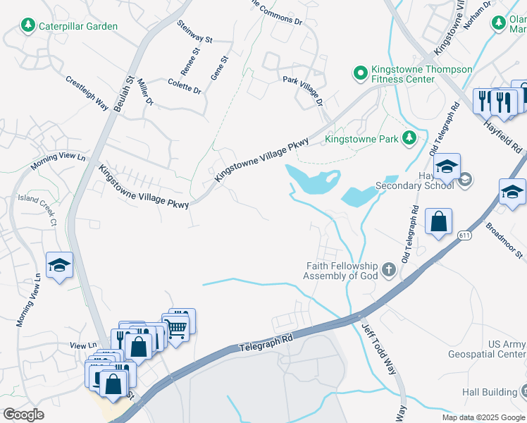 map of restaurants, bars, coffee shops, grocery stores, and more near 6194 Windham Hill Run in Alexandria