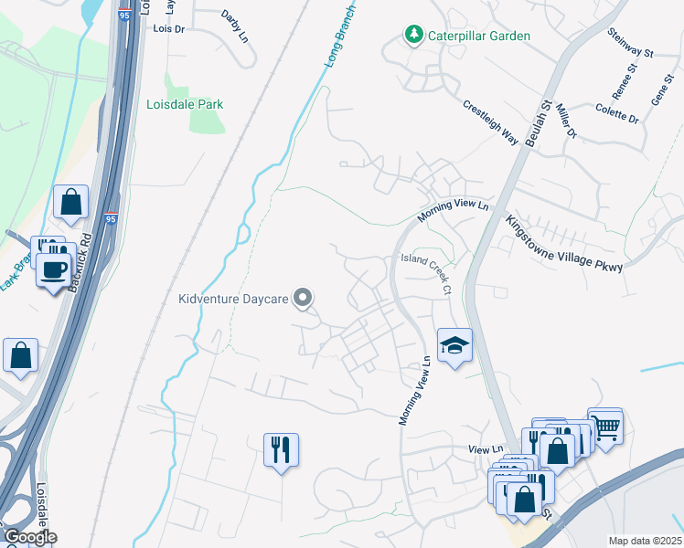 map of restaurants, bars, coffee shops, grocery stores, and more near 6609 Thackwell Way in Alexandria