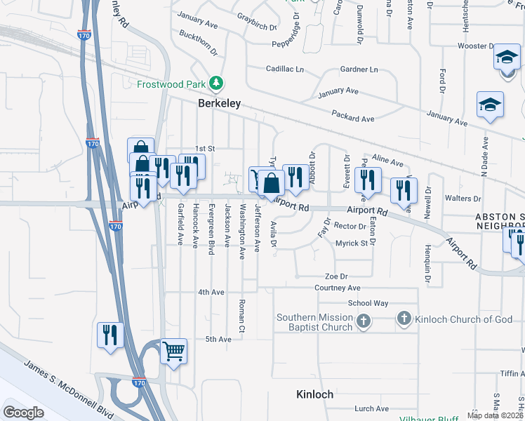 map of restaurants, bars, coffee shops, grocery stores, and more near 6156 Jefferson Avenue in Berkeley