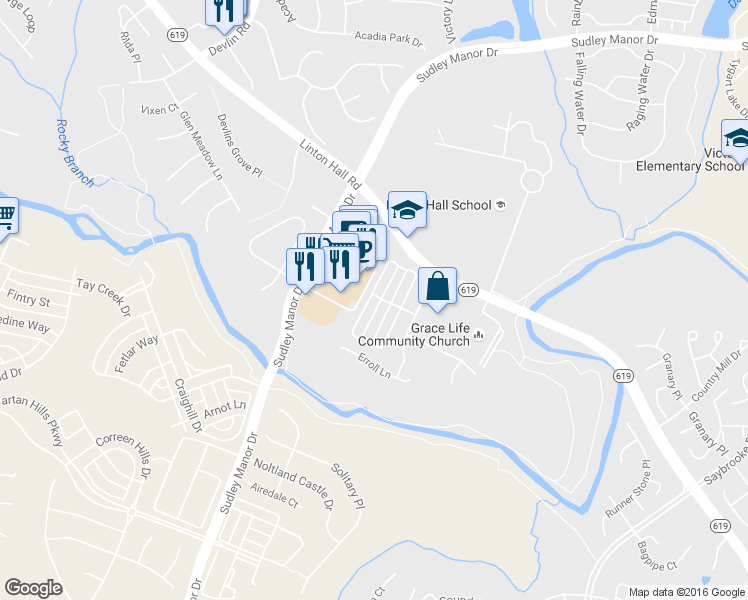 map of restaurants, bars, coffee shops, grocery stores, and more near 9644 Tarvie Cir in Bristow