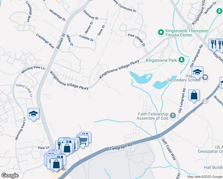 map of restaurants, bars, coffee shops, grocery stores, and more near 6221 Windham Hill Run in Alexandria