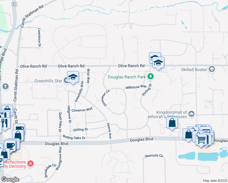 map of restaurants, bars, coffee shops, grocery stores, and more near 5025 Grosvenor Circle in Granite Bay