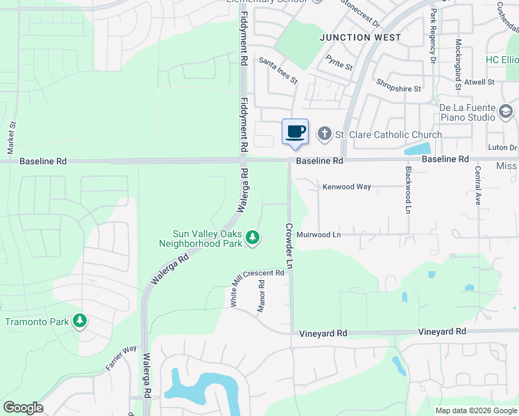 map of restaurants, bars, coffee shops, grocery stores, and more near 8565 Parkwood Court in Roseville