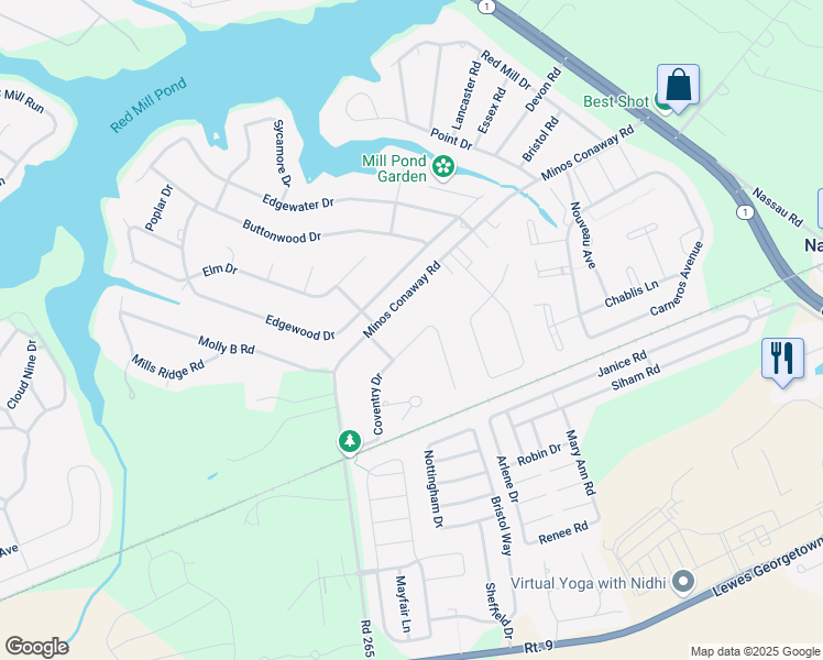 map of restaurants, bars, coffee shops, grocery stores, and more near 31381 Coventry Drive in Lewes