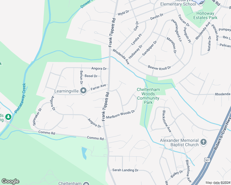 map of restaurants, bars, coffee shops, grocery stores, and more near 10201 Rock Oak Terrace in Cheltenham