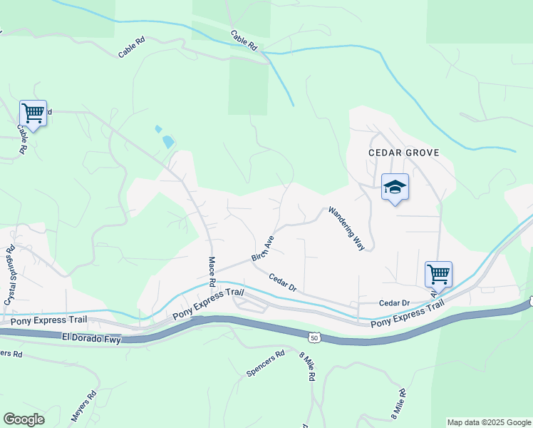 map of restaurants, bars, coffee shops, grocery stores, and more near 2830 Birch Avenue in Camino